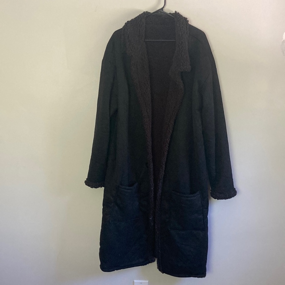 Black Faux Sherpa Jacket/Coat
